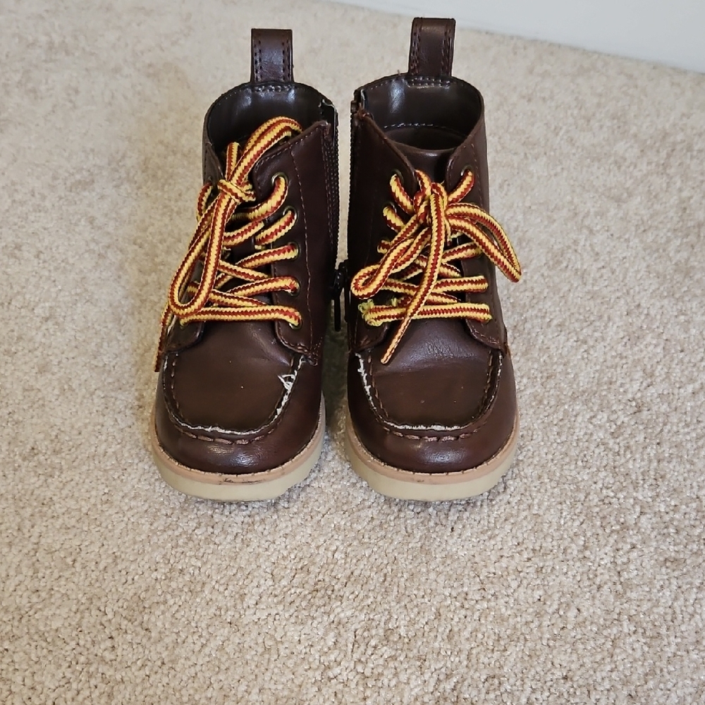 Cat & Jack Brown and Orange Leather Boots